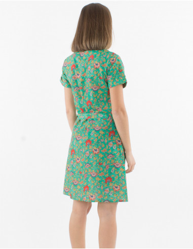 Vestido algodon mangas cortas estampado teheran