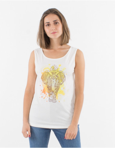Camiseta algodon sin mangas estampado elefante