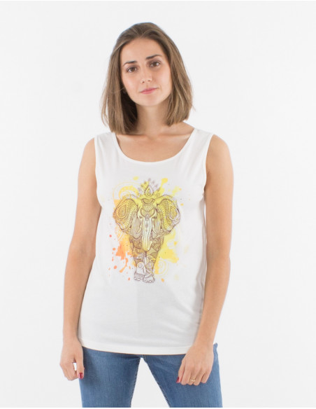 Camiseta algodon sin mangas estampado elefante