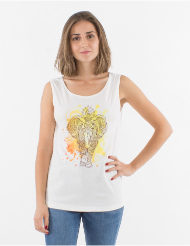 Camiseta algodon sin mangas estampado elefante