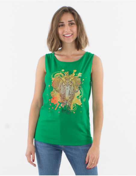 Camiseta algodon sin mangas estampado elefante