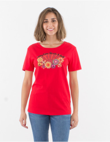 Camiseta algodon mangas cortas estampado rock...