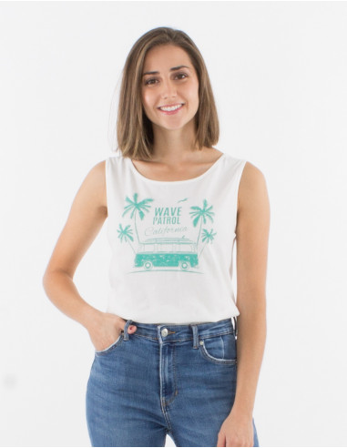 Camiseta algodon sin mangas estampado palm