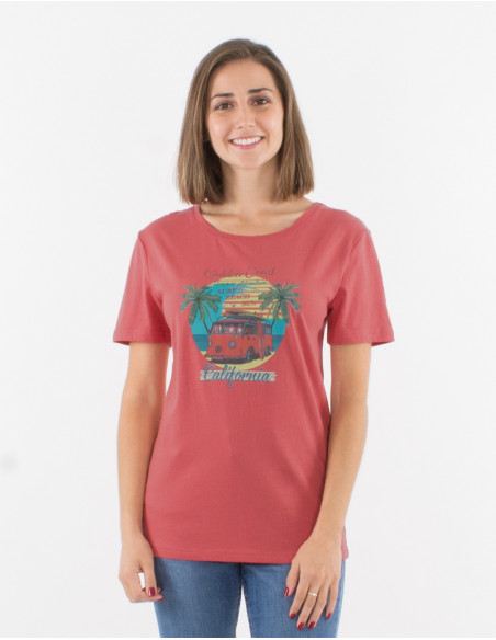 Camiseta algodon mangas cortas estampado golden coast