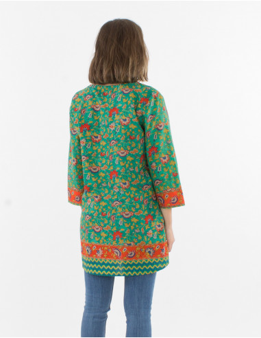 Tunica algodon mangas 3/4 estampado teheran