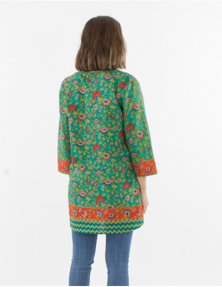 Tunica algodon mangas 3/4 estampado teheran