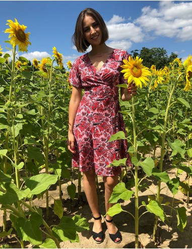 Vestido de poliéster cache coeur