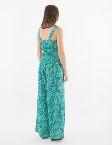 Mono de poliéster con estampado de jaipur dorado