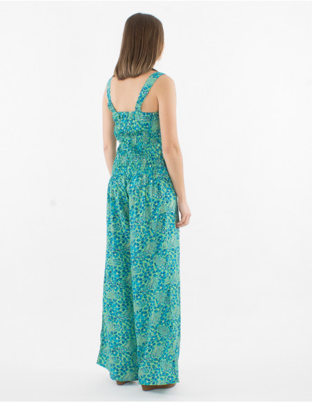 Mono de poliéster con estampado de jaipur dorado