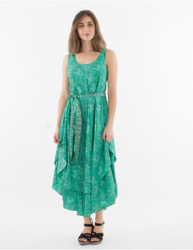 Maxi vestido de poliéster con estampado sari