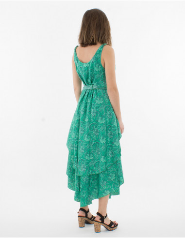 Maxi vestido de poliéster con estampado sari