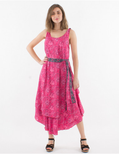 Maxi vestido de poliéster con estampado sari