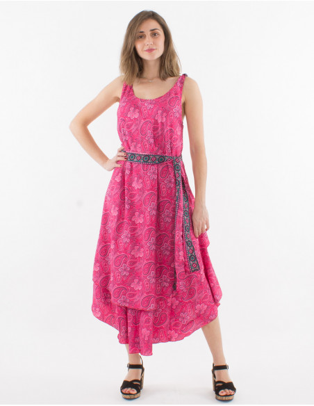 Maxi vestido de poliéster con estampado sari