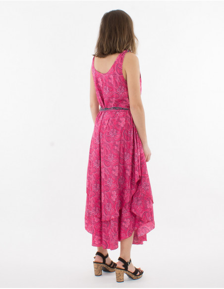 Maxi vestido de poliéster con estampado sari