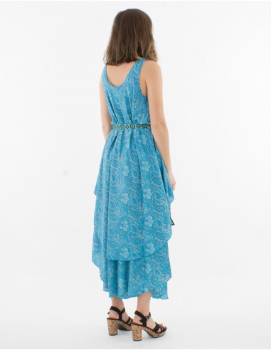 Maxi vestido de poliéster con estampado sari