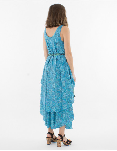 Maxi vestido de poliéster con estampado sari