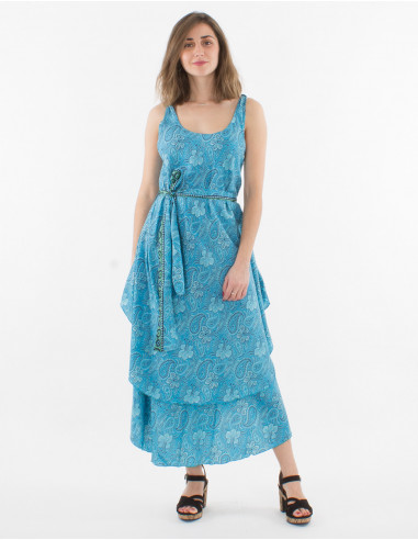 Maxi vestido de poliéster con estampado sari