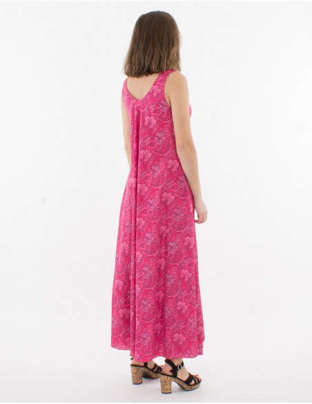 Maxi vestido de poliéster con estampado sari