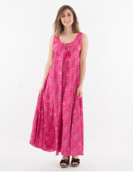 Maxi vestido de poliéster con estampado sari