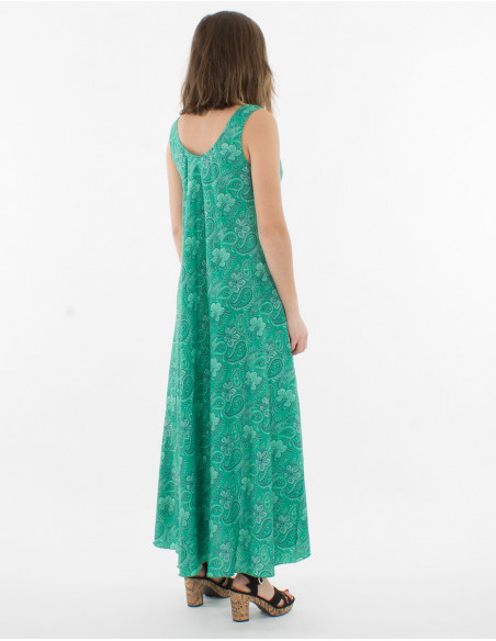 Maxi vestido de poliéster con estampado sari