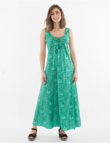 Maxi vestido de poliéster con estampado sari