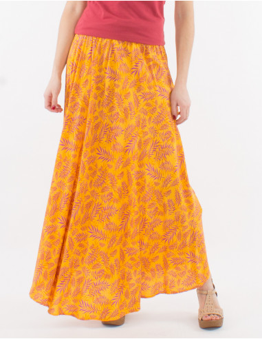 Falda larga viscosa estampado banana