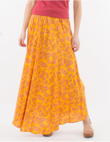 Falda larga viscosa estampado banana
