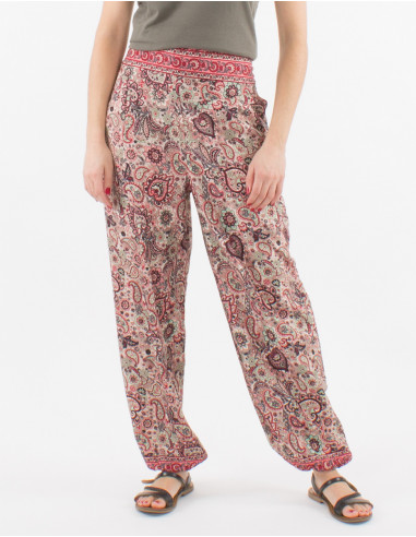 Pantalon de poliéster con estampado sari