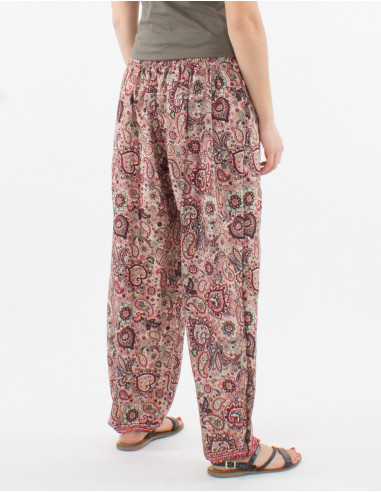 Pantalon de poliéster con estampado sari