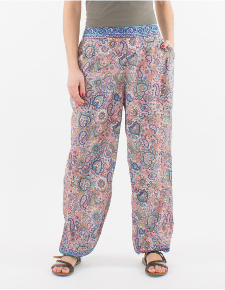 Pantalon de poliéster con estampado sari