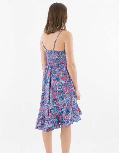 Vestido corto con estampado sari de poliéster