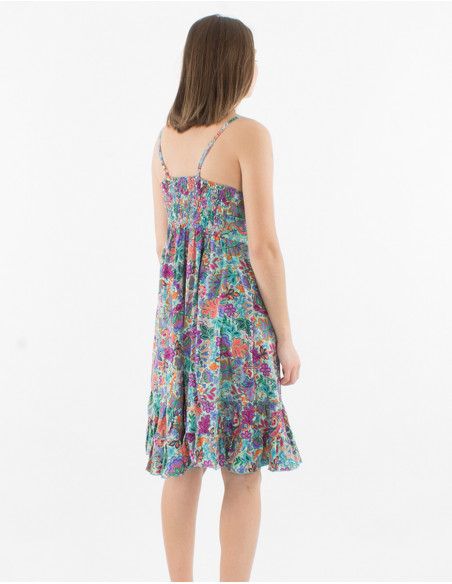 Vestido corto con estampado sari de poliéster