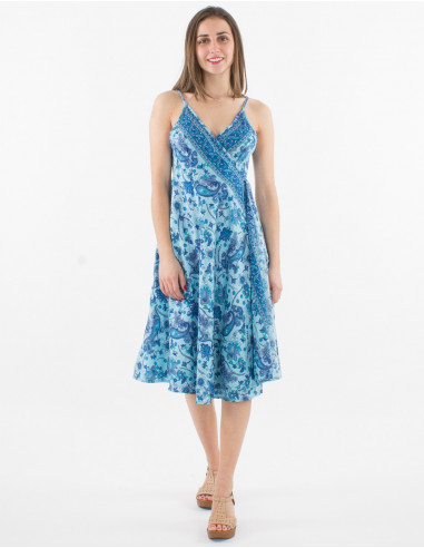 Vestido sin tirantes de poliéster con estampado...