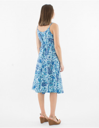 Vestido sin tirantes de poliéster con estampado...