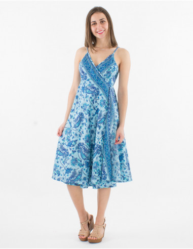 Vestido sin tirantes de poliéster con estampado...