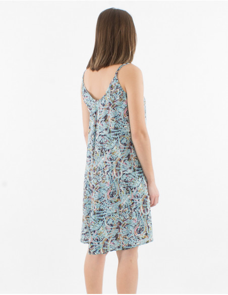 Vestido corto de poliéster con tirantes de sari