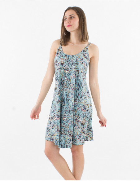 Vestido corto de poliéster con tirantes de sari