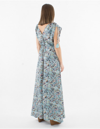 Maxi vestido de poliéster con estampado sari