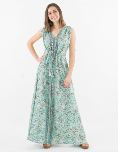 Maxi vestido de poliéster con estampado sari