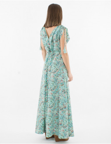 Maxi vestido de poliéster con estampado sari