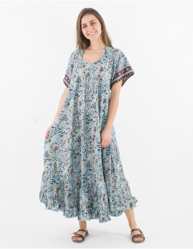 Vestido largo con estampado sari de poliéster