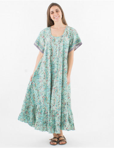 Vestido largo con estampado sari de poliéster