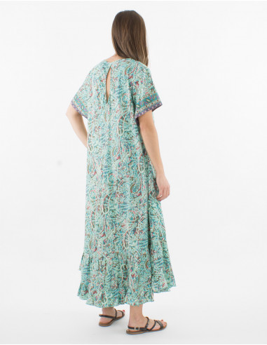 Vestido largo con estampado sari de poliéster