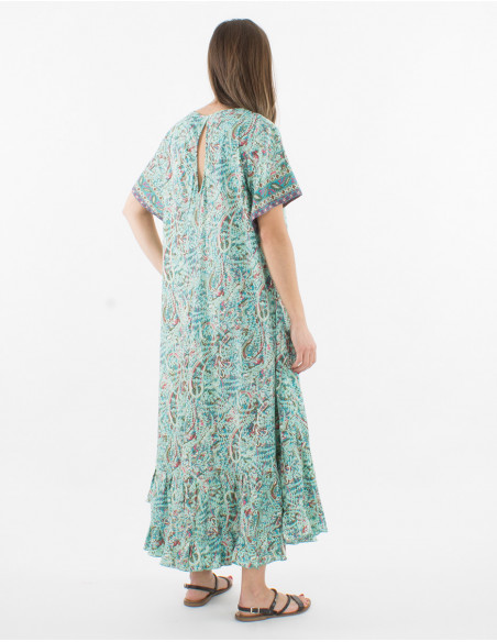 Vestido largo con estampado sari de poliéster