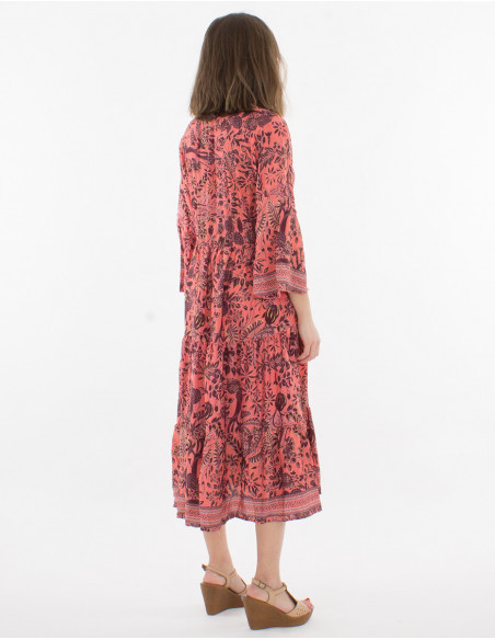 Vestido de poliéster con estampado sari sin tirantes