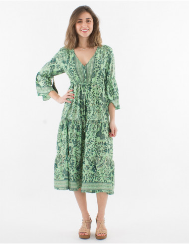 Vestido de poliéster con estampado sari sin...