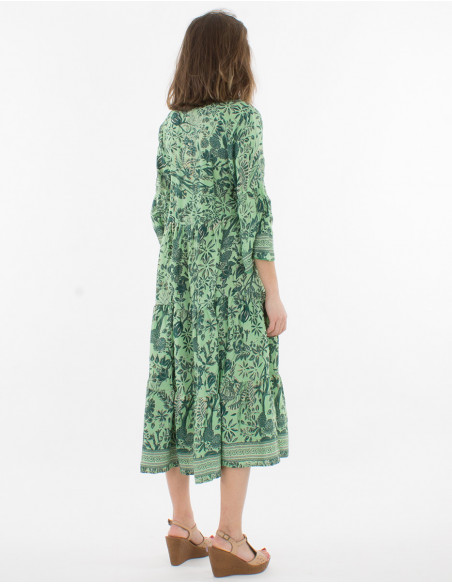 Vestido de poliéster con estampado sari sin tirantes