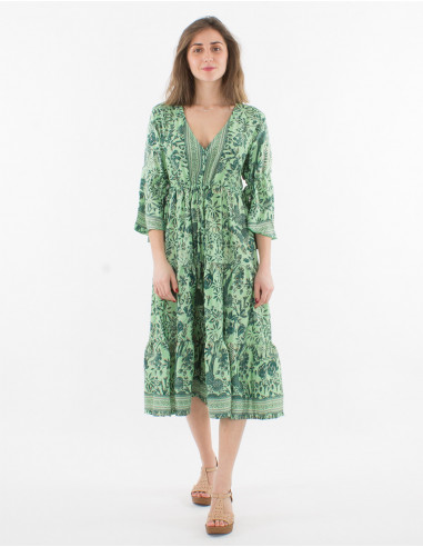 Vestido de poliéster con estampado sari sin...