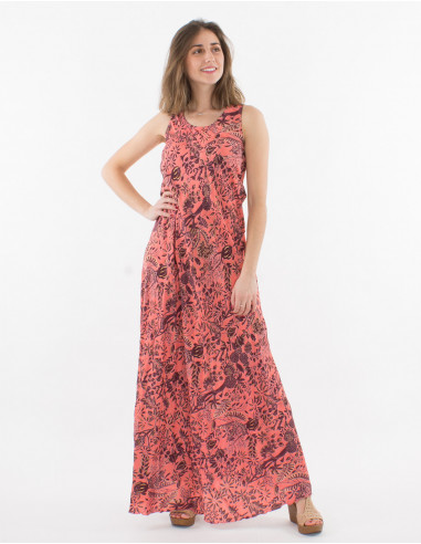 Maxi vestido de poliéster con estampado sari