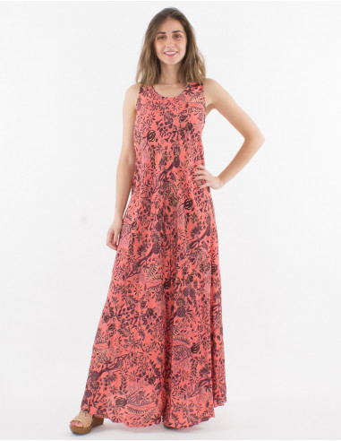 Maxi vestido de poliéster con estampado sari